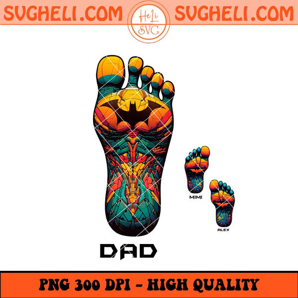 Personalized Dad Kid Footprints Png Personalized Batman Png Sublimation Files