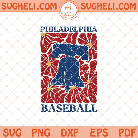 Philadelphia Baseball Abstract Groovy Flower Liberty Bell Svg Png Dxf Eps Files