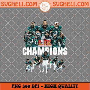 Philadelphia Eagles Players Super Bowl LIX Champions Png Sublimation Files
