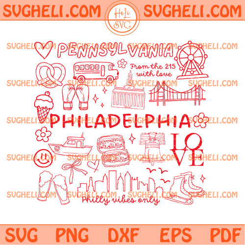 Philadelphia Icons Svg I Love Philadelphia Svg Philly Fan Svg
