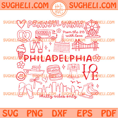 Philadelphia Icons Svg I Love Philadelphia Svg Philly Fan Svg