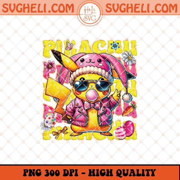 Pikachu Easter With Sunglasses Png Pikachu Bunny Png Sublimation Files