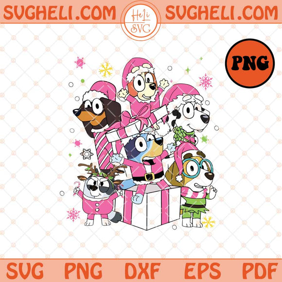 Pink Blue Dog Christmas Png Bluey Christmas Png Bluey Png Sublimation Files