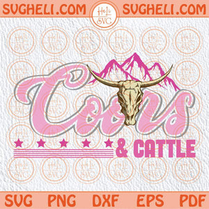 Pink Coors And Cattle Svg Preppy Bull Skull Girly Country Svg Png Dxf Eps Files