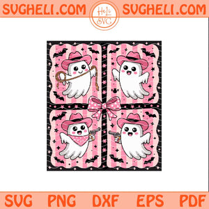 Pink Cowboy Ghost Svg Preppy Western Halloween Svg Png Dxf Eps Pdf Files