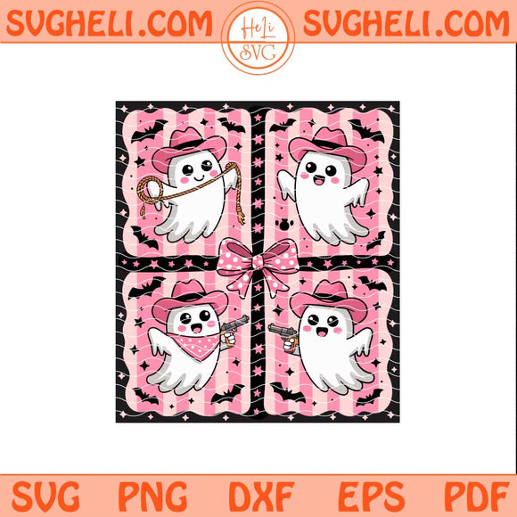 Pink Cowboy Ghost Svg Preppy Western Halloween Svg Png Dxf Eps Pdf Files