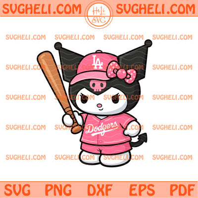 Pink Kuromi LA Dodgers Baseball Svg Sanrio LA Dodgers Svg