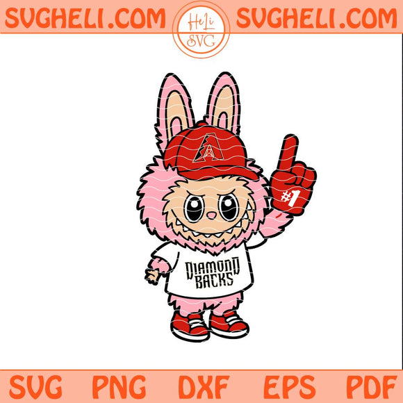 Pink Labubu Arizona Diamondbacks Svg Labubu Baseball Svg Png Dxf Eps Files