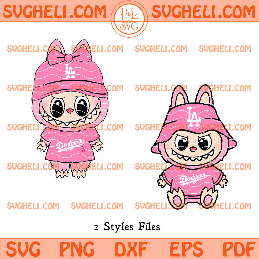 Pink Labubu LA Dodgers Baseball Svg Labubu MLB Svg
