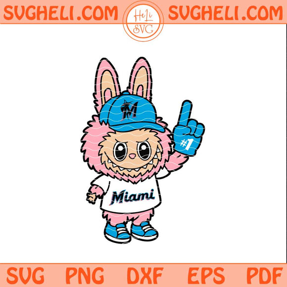 Pink Labubu Miami Marlins Svg Labubu Marlins Baseball Svg Png Dxf Eps Files