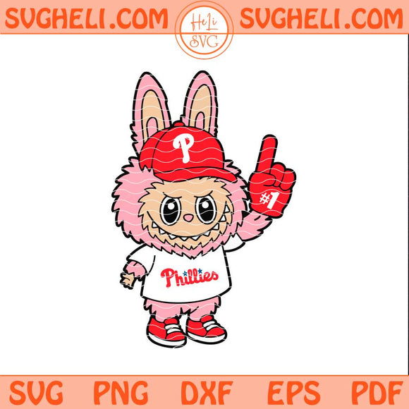 Pink Labubu Philadelphia Phillies Svg Labubu Baseball Svg Png Dxf Eps Files