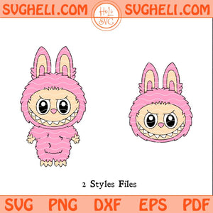 Pink Labubu Svg Bundle Labubu Cute Face Svg Cute Labubu Svg Png Dxf Eps Files