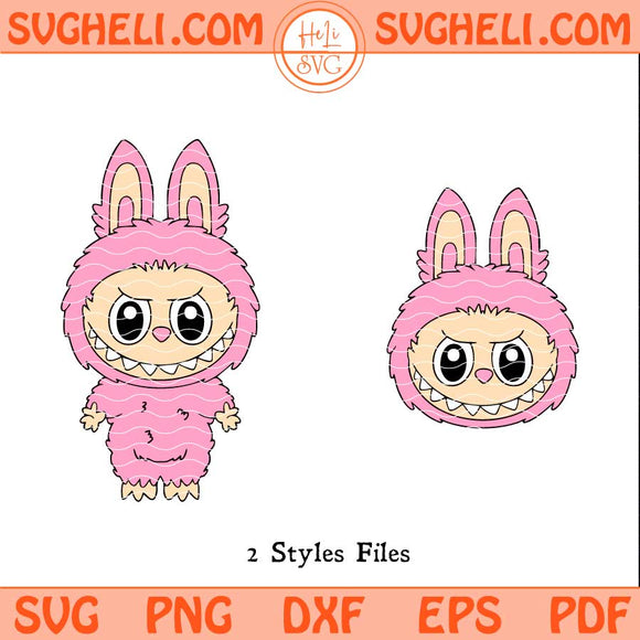 Pink Labubu Svg Bundle Labubu Cute Face Svg Cute Labubu Svg Png Dxf Eps Files