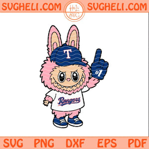 Pink Labubu Texas Rangers Svg Labubu Rangers Baseball Svg Png Dxf Eps Files