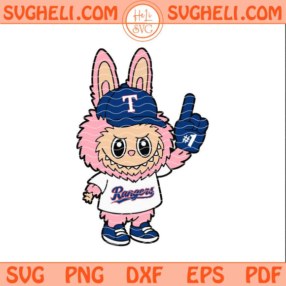 Pink Labubu Texas Rangers Svg Labubu Rangers Baseball Svg Png Dxf Eps Files