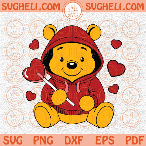 Pooh Candy Heart Svg Love Svg Valentine’s Day Svg Winnie Svg Png Dxf Eps Files