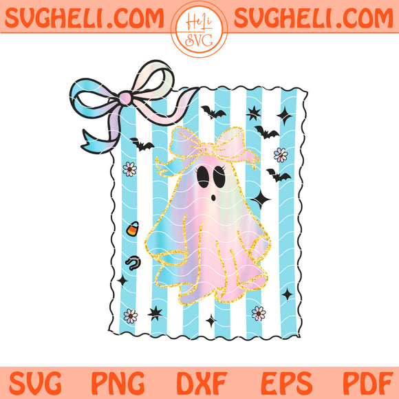 Preppy Coquette Iridescent Ghost Svg Girly Halloween Svg Png Dxf Eps Pdf Files