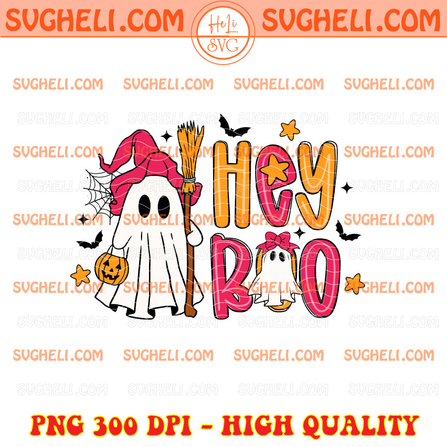 Preppy Hey Boo Ghost Png Coquette Halloween Ghost Design