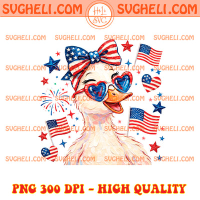 Preppy Patriotic Goose Png Coquette Fourth of July Duck Png