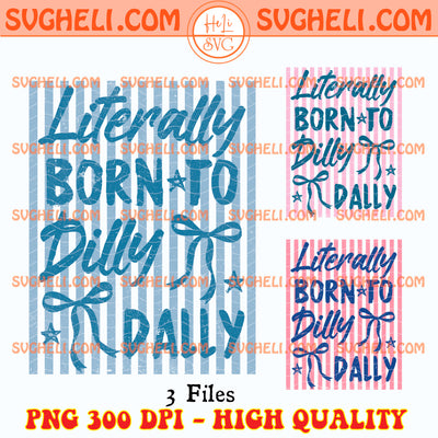 Preppy Pink Blue Stripes Literally Born To Dilly Dally Png