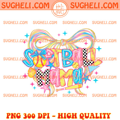 Preppy Softball Mama Bow Glitter Png Softball Game Day Png