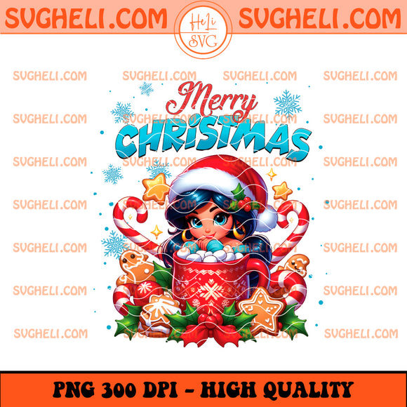 Princess Jasmine Merry Christmas Coffee Png