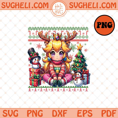Princess Peach Ugly Christmas Sweater Png Christmas Movie Png Sublimation Files