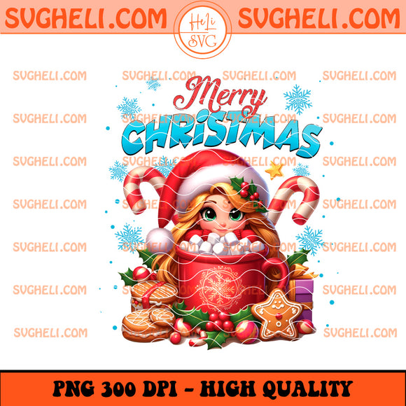 Princess Rapunzel Merry Christmas Coffee Png