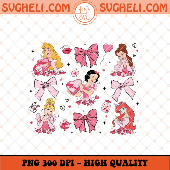 Princess Valentine Cartoon Png Pink Valentine Heart Png Sublimation Files