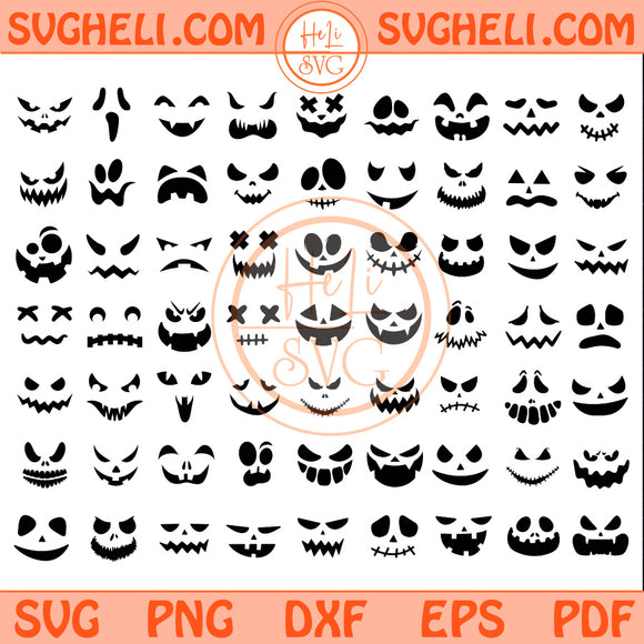 Pumpkin Face Svg Bundle Cute Pumpkin Halloween Faces Svg