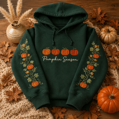 Pumpkin Season Embroidered Hoodie Cozy Fall Pumpkin Hoodie