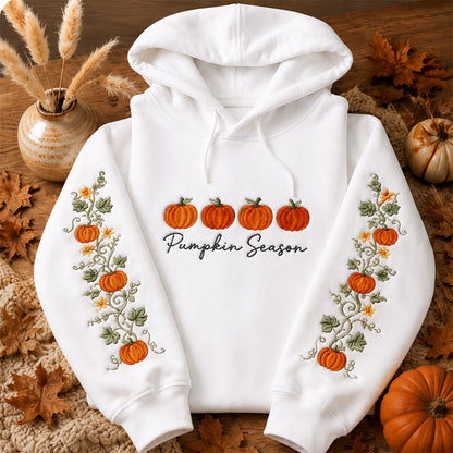 Pumpkin Season Embroidered Hoodie Cozy Fall Pumpkin Hoodie