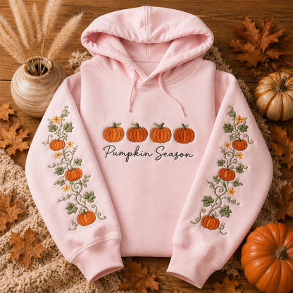 Pumpkin Season Embroidered Hoodie Cozy Fall Pumpkin Hoodie