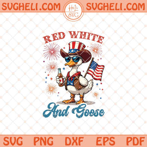 Red White And Goose Svg Patriotic Floral Fourth of July Svg Png Dxf Eps Files