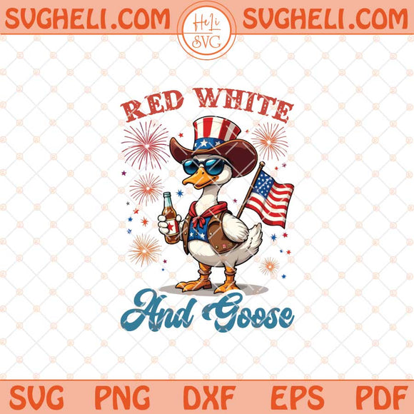 Red White And Goose Svg Patriotic Floral Fourth of July Svg Png Dxf Eps Files