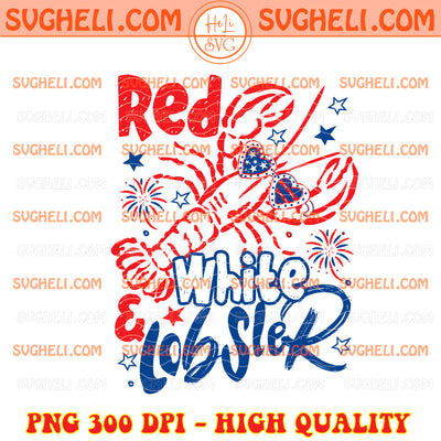Red White And Lobster Summer Preppy Patriotic Coastal Png