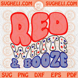 Red White & Booze Svg Wavy Preppy 4th of July Svg Patriotic Svg Png Dxf Eps Files