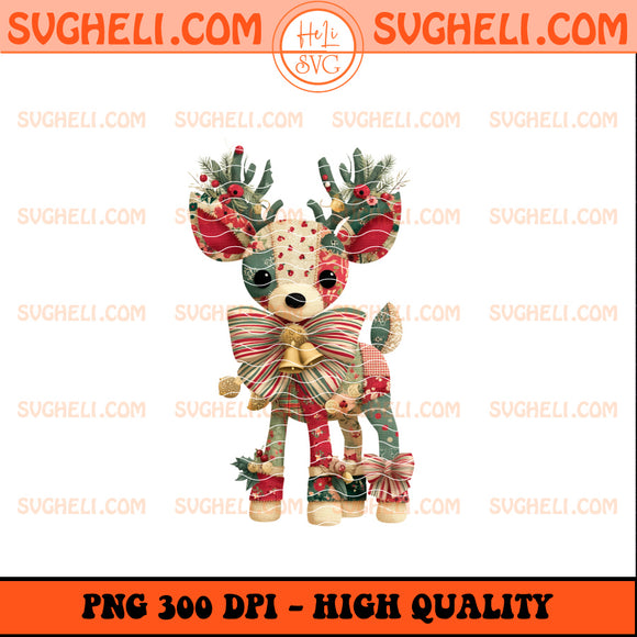 Reindeer Christmas Patchwork Png Christmas Florals Png