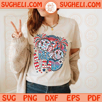 Retro 4th of July Svg America Smiley Face Lightning Bolt Disco Ball Svg Png Dxf Eps Files