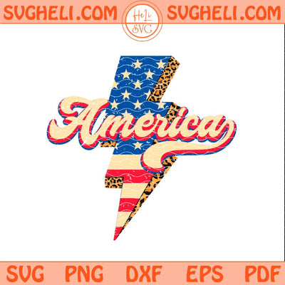 Retro America Svg Checkered Lightning Bolt Svg 4th Of July Svg Png Dxf Eps Files