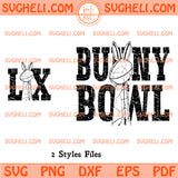 Retro Bad Bunny Svg design featuring Bunny Bowl text and graphic in two styles, perfect for crafting and DIY projects.