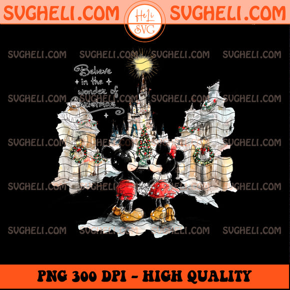 Retro Believe In The Wonder Of Christmas Mickey Minnie Png