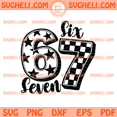 Retro Checkered 67 Brainrot Meme Svg Checkered Six Seven Svg