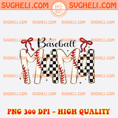 Retro Checkered Baseball Mama Coquette Png Baseball Mama Png