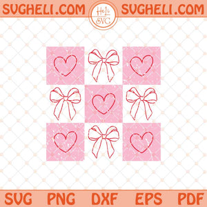 Retro Checkered Valentine's Day Svg Coquette Valentines Svg Png Dxf Eps Files