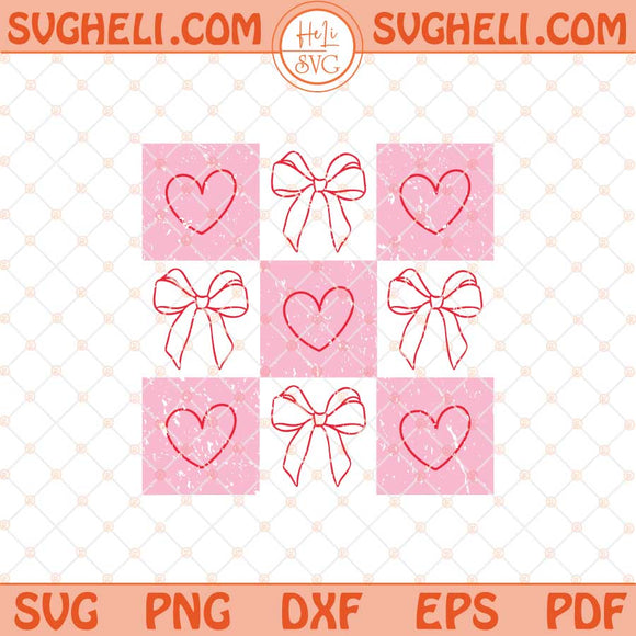 Retro Checkered Valentine's Day Svg Coquette Valentines Svg Png Dxf Eps Files