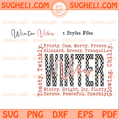 Retro Checkered Winter Vibes Svg Preppy Cozy Season Art