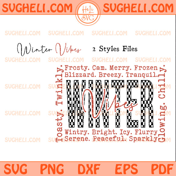Retro Checkered Winter Vibes Svg Preppy Cozy Season Art