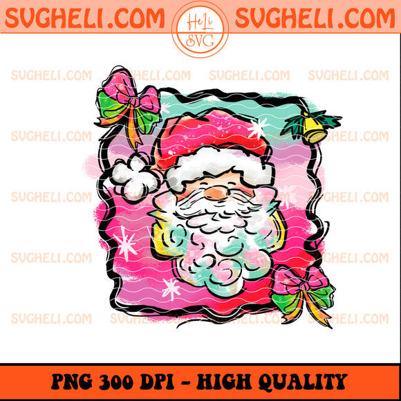 Retro Christmas Santa Brushstrokes Png Glitter Santa Png