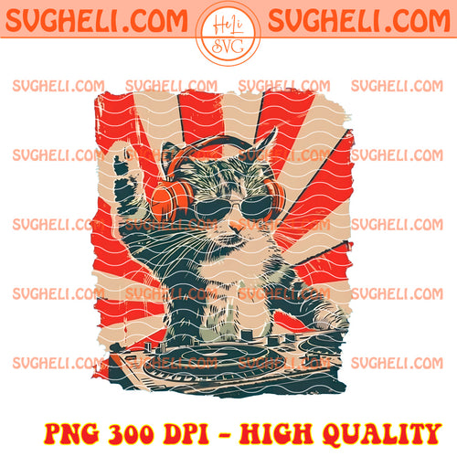 Retro Cool DJ Cat Png Funny Cat With Headphones Png